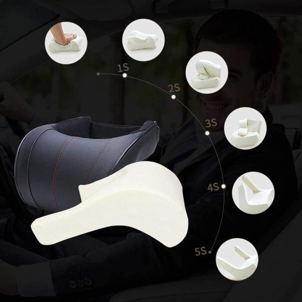 Planet Gates 1Pcs 3 Colors PU Leather Auto Car Neck Pillow Memory Foam Pillows Neck Rest Seat Headrest Cushion Pad High Quality