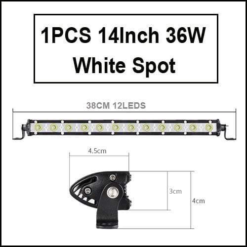 Planet Gates 1pcs 36W White Super Slim 18W 36W 54W 72W 90W Single Row LED Light Bar For Offroad Truck 4X4 Car Net Spot Driving Lights 12V 24V White Yellow