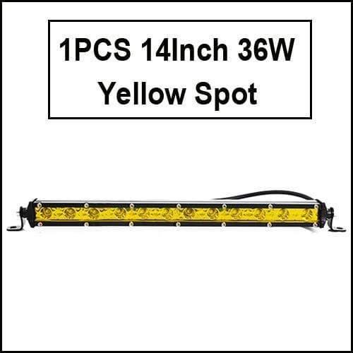 Planet Gates 1pcs 36W Yellow Super Slim 18W 36W 54W 72W 90W Single Row LED Light Bar For Offroad Truck 4X4 Car Net Spot Driving Lights 12V 24V White Yellow