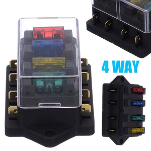 Planet Gates 1pcs 4 Way Fuse Box DC 12V 24V 40A Circuit Car Trailer Auto Blade Fuse Box Block Holder ATC ATO Fuse Holder with 4 Fuse