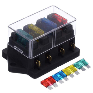 Planet Gates 1pcs 4 Way Fuse Box DC 12V 24V 40A Circuit Car Trailer Auto Blade Fuse Box Block Holder ATC ATO Fuse Holder with 4 Fuse