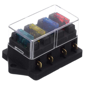 Planet Gates 1pcs 4 Way Fuse Box DC 12V 24V 40A Circuit Car Trailer Auto Blade Fuse Box Block Holder ATC ATO Fuse Holder with 4 Fuse