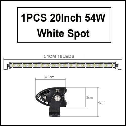 Planet Gates 1pcs 54W White Super Slim 18W 36W 54W 72W 90W Single Row LED Light Bar For Offroad Truck 4X4 Car Net Spot Driving Lights 12V 24V White Yellow