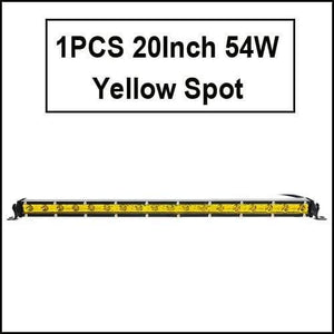 Planet Gates 1pcs 54W Yellow Super Slim 18W 36W 54W 72W 90W Single Row LED Light Bar For Offroad Truck 4X4 Car Net Spot Driving Lights 12V 24V White Yellow