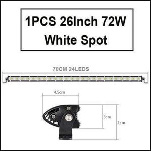 Planet Gates 1pcs 72W White Super Slim 18W 36W 54W 72W 90W Single Row LED Light Bar For Offroad Truck 4X4 Car Net Spot Driving Lights 12V 24V White Yellow