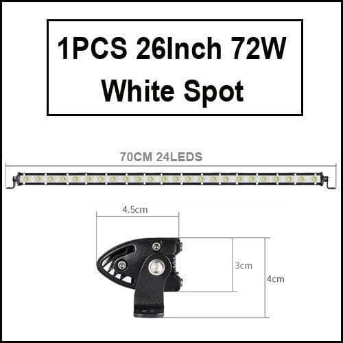 Planet Gates 1pcs 72W White Super Slim 18W 36W 54W 72W 90W Single Row LED Light Bar For Offroad Truck 4X4 Car Net Spot Driving Lights 12V 24V White Yellow