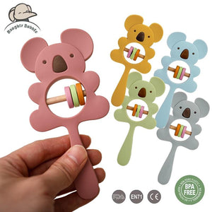 Planet Gates 1PCS Baby Silicone Rattle Koala Toys Baby Teether Play Gym Montessori Food Grade Stroller Bed Bell Pacifier Educational Baby Ite