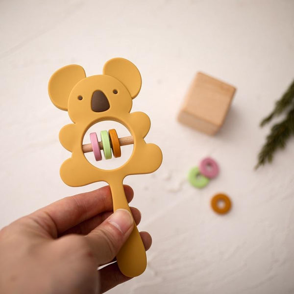 Planet Gates 1PCS Baby Silicone Rattle Koala Toys Baby Teether Play Gym Montessori Food Grade Stroller Bed Bell Pacifier Educational Baby Ite