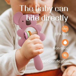 Planet Gates 1PCS Baby Silicone Rattle Koala Toys Baby Teether Play Gym Montessori Food Grade Stroller Bed Bell Pacifier Educational Baby Ite