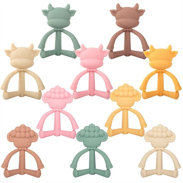 Planet Gates 1Pcs Baby Teething Toys Cute Cartoon Teeth Biting Toy Food Grade Silicone Infant Supplies Teether Holders Baby Pacifier Teethers