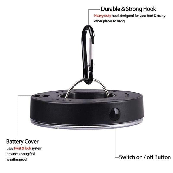 Planet Gates 1PCS Camping Light Powered Tent Lights Hook Flashlight Camping Tent Light Hanging Lamp Portable Lantern LED Bulb Battery
