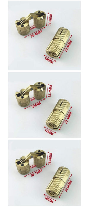 1pcs Copper Barrel Hinges Cylindrical Hidden Cabinet Concealed Invisible Brass Door Hinges For Furniture Hardware 8-16 mm