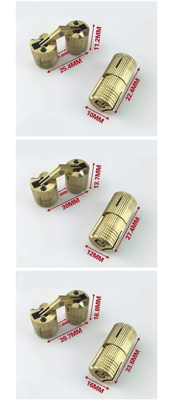 1pcs Copper Barrel Hinges Cylindrical Hidden Cabinet Concealed Invisible Brass Door Hinges For Furniture Hardware 8-16 mm