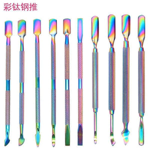 Planet Gates 1pcs Double-ended Stainless Steel Cuticle Pusher Dead Skin Push Remover For Pedicure Manicure Nail Art Cleaner Care Tool