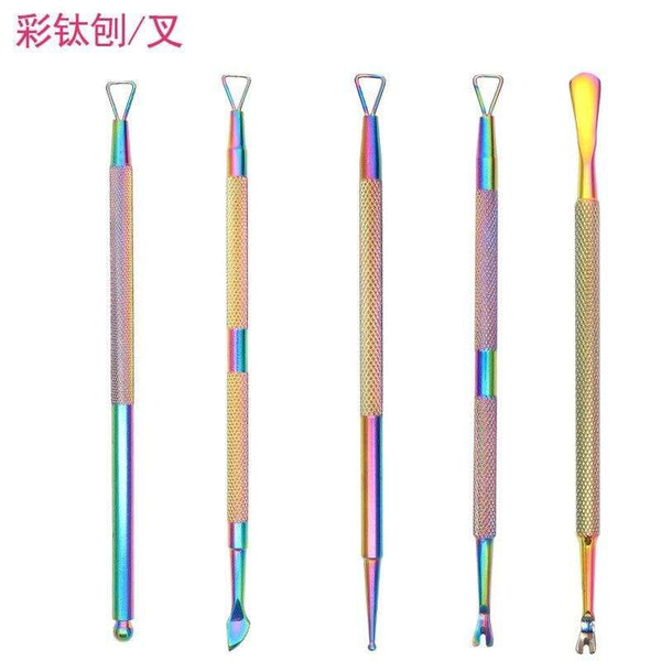 Planet Gates 1pcs Double-ended Stainless Steel Cuticle Pusher Dead Skin Push Remover For Pedicure Manicure Nail Art Cleaner Care Tool