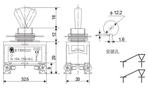 Planet Gates 1PCS E-TEN1221 15A 250VAC 4PIN ON-OFF Toggle Switch Rocker Switch The Power Switch Micro Switch Orange