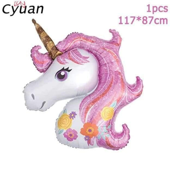 Planet Gates 1pcs foil balloon Unicorn Party Disposable Tableware Set Kids Birthday Party Paper Cup Plate Hat 1st First Birthday Party Decor Supplies