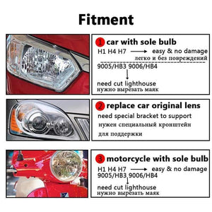 Planet Gates 1PCS Halogen Lens H1 2.0 inch Bi Xenon Projector Head Light Lens LHD Mini Glass Lens for H1 H4 H7 Motorcycle Lamps DIY