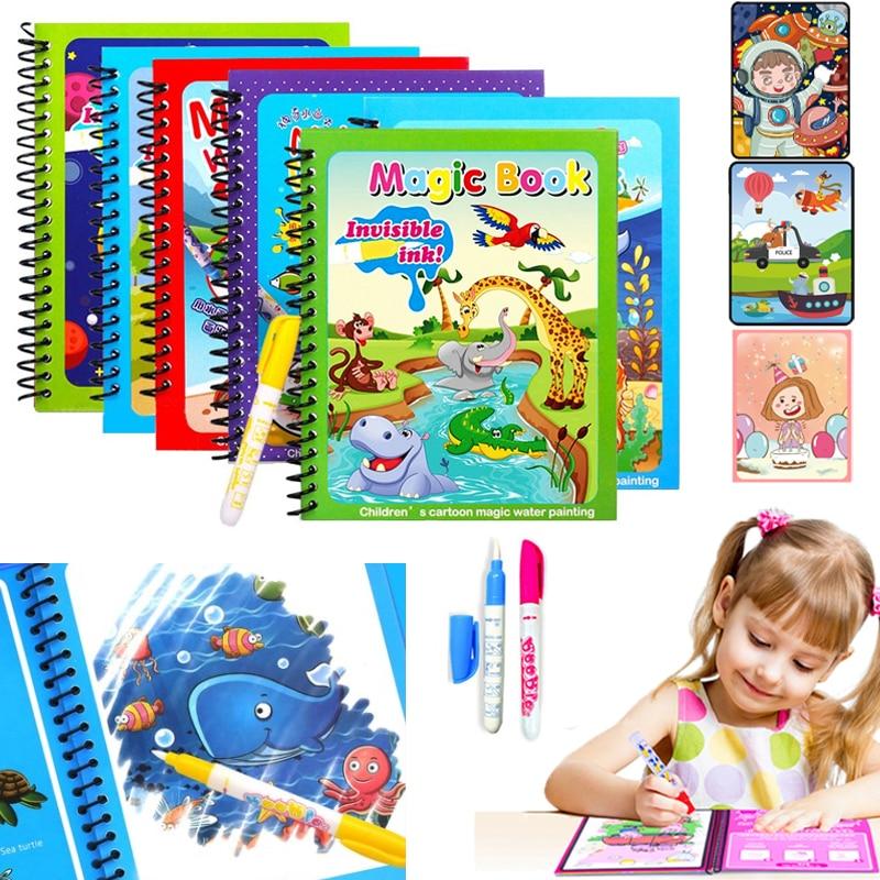 Planet Gates 1pcs Magical Book Water Drawing Montessori Toys Reusable Coloring Book Magic Water Drawing Book Sensory Early Education Toys