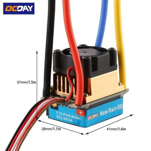 Planet Gates 1pcs OCDAY 2-3 Lipo/6-9NiMH 60A Dual Mode Brush Speed Controller ESC Regulator With Cooling Fan For 1/10 RC Car