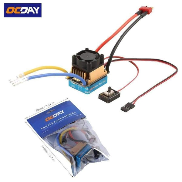 Planet Gates 1pcs OCDAY 2-3 Lipo/6-9NiMH 60A Dual Mode Brush Speed Controller ESC Regulator With Cooling Fan For 1/10 RC Car