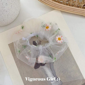 1PCS Scrunchies Hair Ring Daisy Floral Hair Ties Rope Autumn Winter Women Ponytail Hair Accessories Girls Hairbands Gifts
