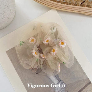 1PCS Scrunchies Hair Ring Daisy Floral Hair Ties Rope Autumn Winter Women Ponytail Hair Accessories Girls Hairbands Gifts