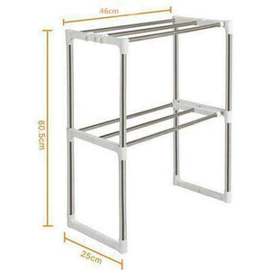 Planet Gates 1pcs Stainless Steel Adjustable Multifunctional Microwave Oven Shelf Rack Standing Type Double Kitchen Storage Holders
