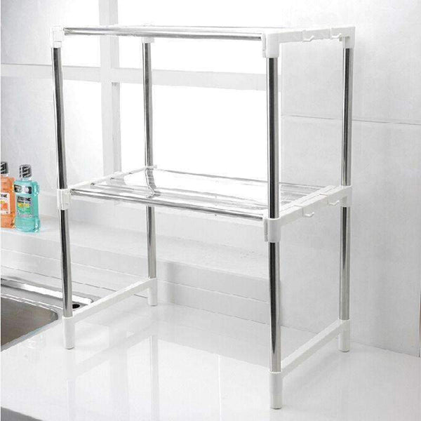 Planet Gates 1pcs Stainless Steel Adjustable Multifunctional Microwave Oven Shelf Rack Standing Type Double Kitchen Storage Holders