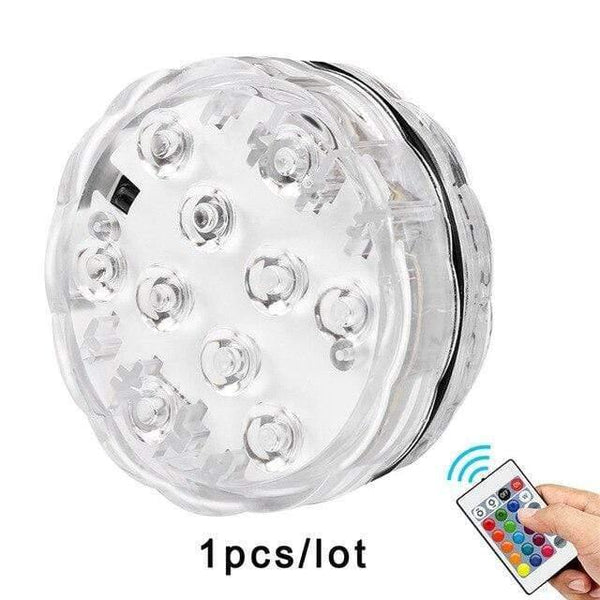Planet Gates 1pcs Underwater LED Light Submersible IP68 Waterproof Battery Operated Remote Control Multi Color 10 LED RGB Swimming Pool Night Lamp