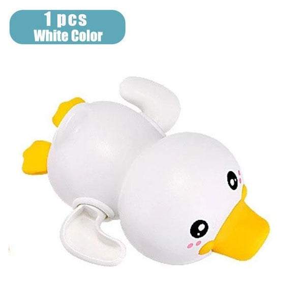 Planet Gates 1pcs white duck Baby Bath Toys Animal Cute Cartoon Tortoise Crab Classic Baby Water Toy Infant Swim Chain Clockwork Toy For Kid 2020 Newest