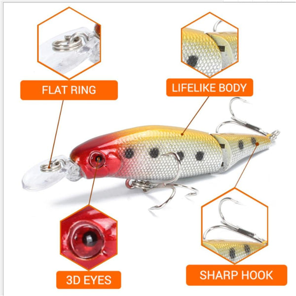 Planet Gates 1PCS Wobblers Pike Fishing Lures Multi Jointed Sections Hard Bait 85mm/7.4g Artificial Bait Minnow Crankbait Fishing Tackle Lure