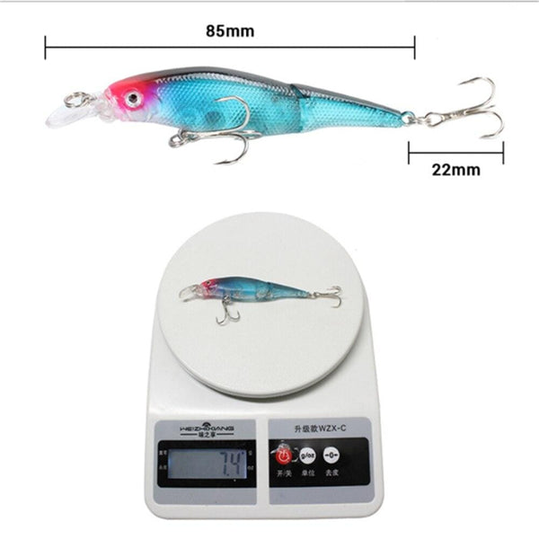 Planet Gates 1PCS Wobblers Pike Fishing Lures Multi Jointed Sections Hard Bait 85mm/7.4g Artificial Bait Minnow Crankbait Fishing Tackle Lure