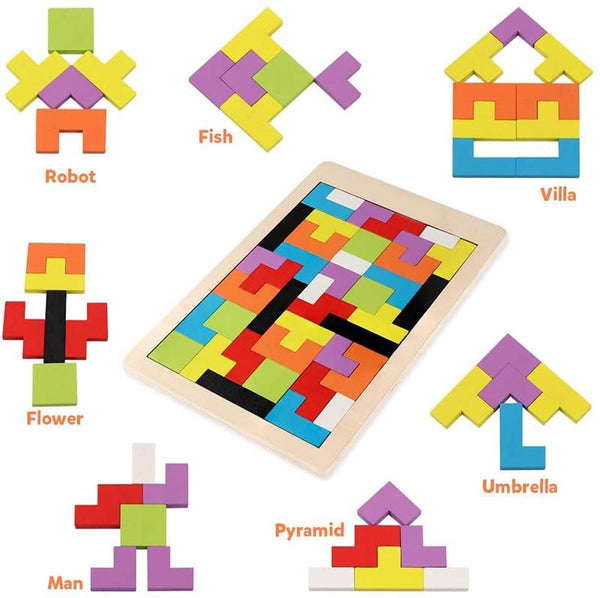 Planet Gates 1PCS Wooden Jigsaw Puzzles Baby Toy Tangram Montessori Materials Educational Toys For Children Bricks Kids Learning Toys
