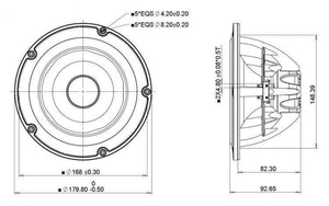 Planet Gates 1Pieces Original Vifa  NE180W-08/04 6.5'' Midrange Speaker Driver Unit Neodymium Casting Aluminum Frame Wood Pulp Cone 8 Ohm/80W
