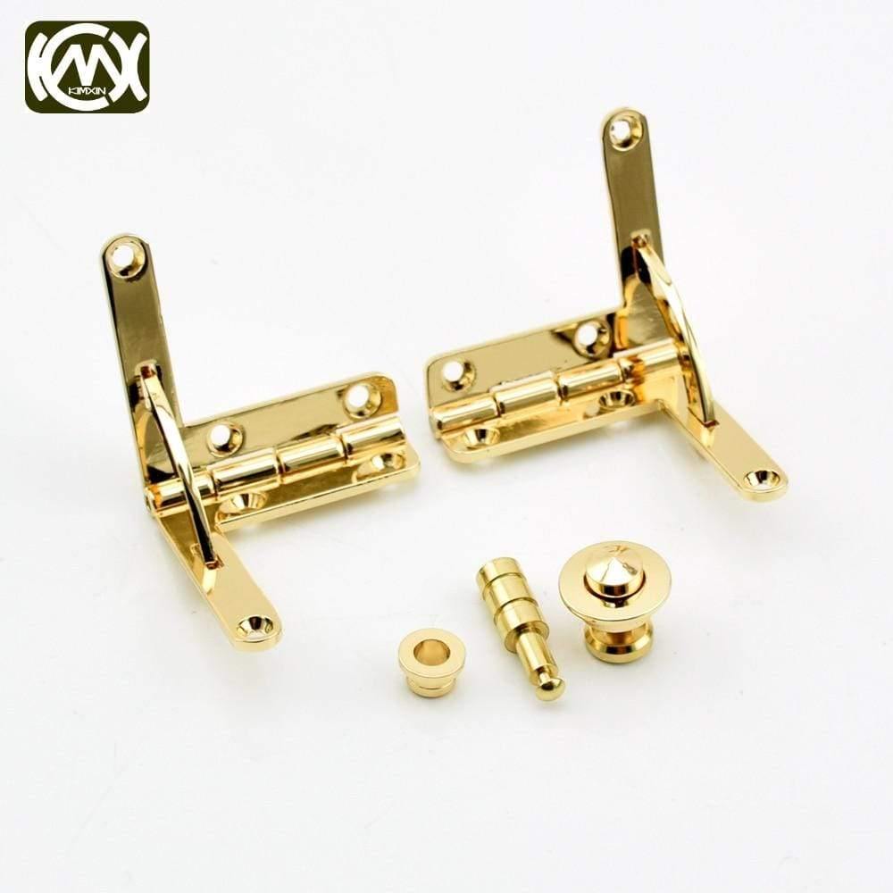 1set(2hinges And 1button Lock)  18k Golden Zinc Alloy Watchcase Combination Hinge And Lock Hardware (18k Golden)
