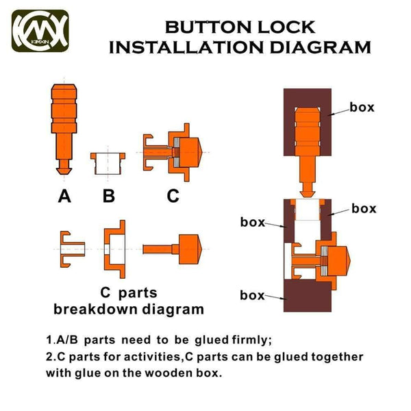 1set(2hinges And 1button Lock)  18k Golden Zinc Alloy Watchcase Combination Hinge And Lock Hardware (18k Golden)