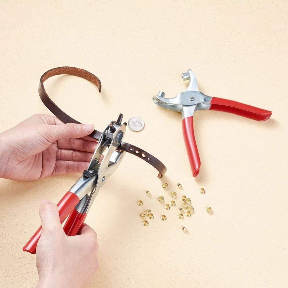 Planet Gates 1Set 45# Steel Punch Pliers Tools Sets Eyelet Pliers and Iron Findings Suitable for Leather Punch Red 335x110x25mm