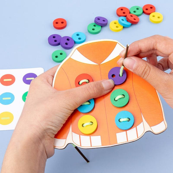 Planet Gates 1set children's fun montessori learn basic life skills teaching aids clothes threading button sewing board game educational toys