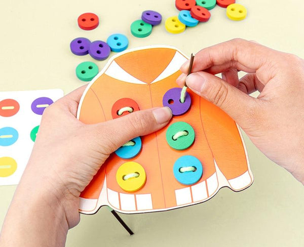 Planet Gates 1set children's fun montessori learn basic life skills teaching aids clothes threading button sewing board game educational toys