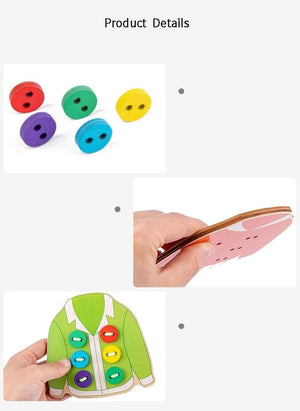 Planet Gates 1set children's fun montessori learn basic life skills teaching aids clothes threading button sewing board game educational toys