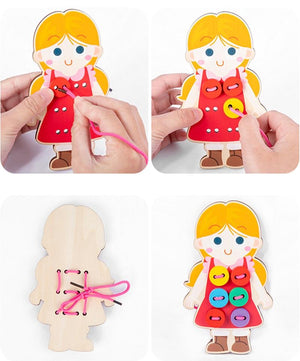 Planet Gates 1set children's fun montessori learn basic life skills teaching aids clothes threading button sewing board game educational toys