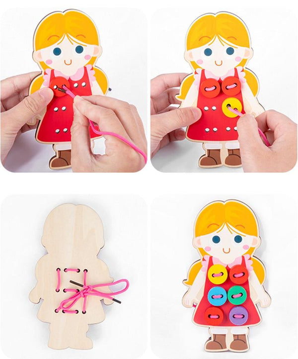 Planet Gates 1set children's fun montessori learn basic life skills teaching aids clothes threading button sewing board game educational toys