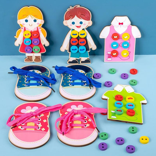Planet Gates 1set children's fun montessori learn basic life skills teaching aids clothes threading button sewing board game educational toys