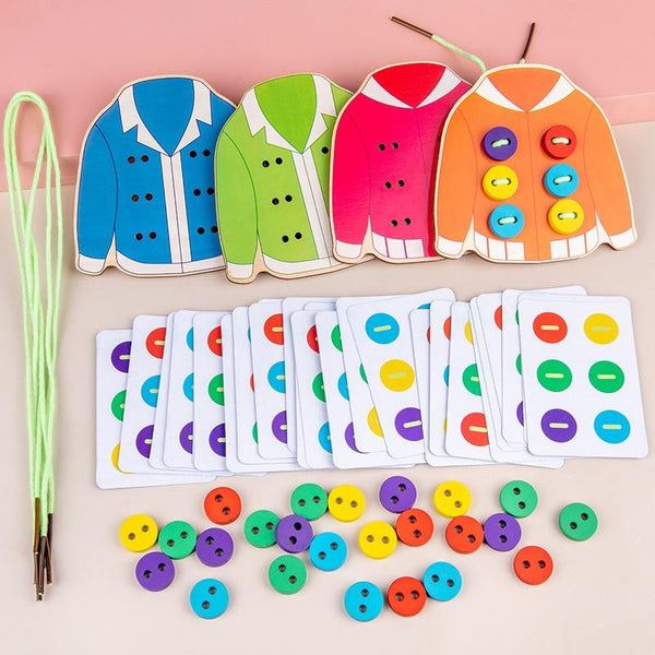 Planet Gates 1set children's fun montessori learn basic life skills teaching aids clothes threading button sewing board game educational toys