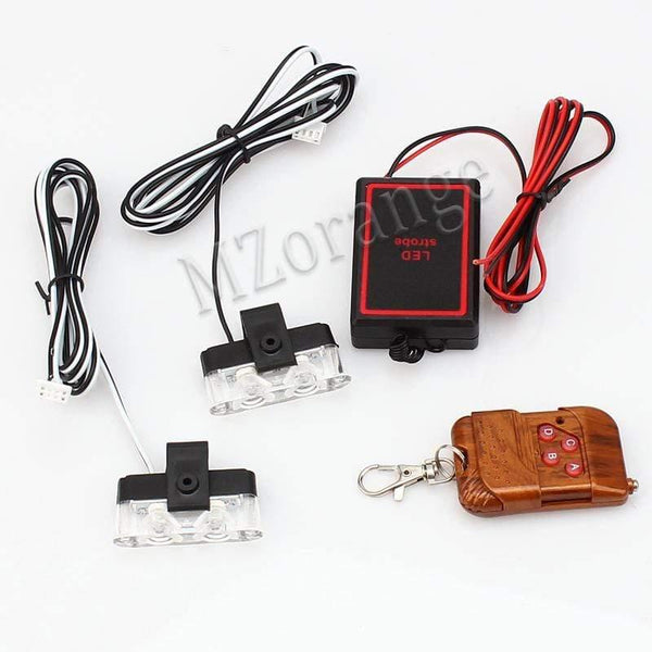 Planet Gates 1Set DC 12V 2 LED Wireless Remote Flash Controller Car Truck Police Light Red and Blue Flashing Strobe led LED Warning Light