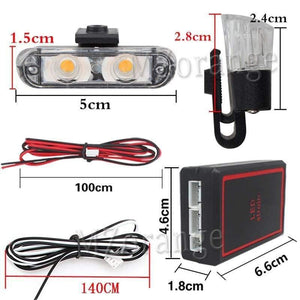Planet Gates 1Set DC 12V 2 LED Wireless Remote Flash Controller Car Truck Police Light Red and Blue Flashing Strobe led LED Warning Light