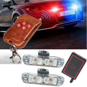 Planet Gates 1Set DC 12V 2 LED Wireless Remote Flash Controller Car Truck Police Light Red and Blue Flashing Strobe led LED Warning Light