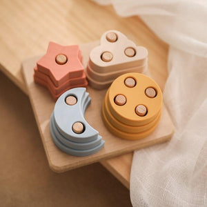 Planet Gates 1Set Nordic Style Silicone Stars Moon Nesting Stacking Building Blocks Toy BPA Free Baby Montessori Games Educational Toys Gifts