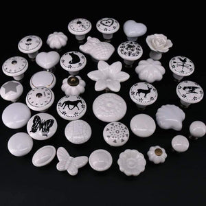 1x Classic White  Porcelain/Ceramic Drawer Pull Knob Cabinet Cupboard Door Handle Knob